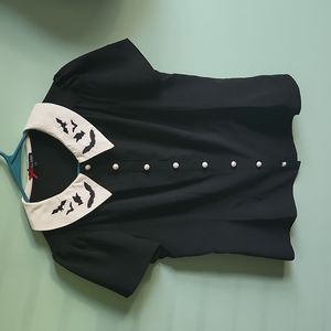 Hell Bunny bat collared button up shirt.